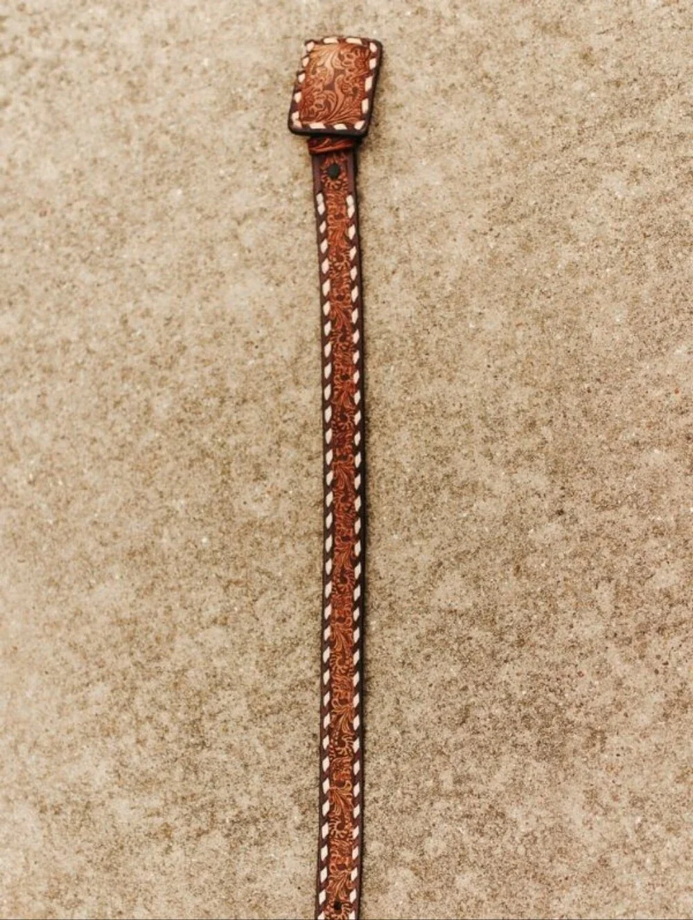 NEW Brown Tooled Western Genuine Leather Belt W Floral Detail